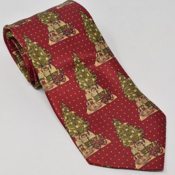 Santas Dream Silk Neck Tie Christmas Tree Gift Holiday Party Career Office Xmas - Picture 2 of 10